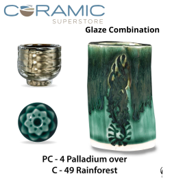 Palladium PC-04 over Rainforest C-49 Pottery Cone 5 Glaze Combination